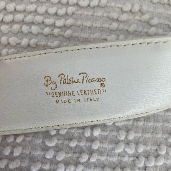 Vintage White Gold Detail Leather Belt - Picture 7 of 9